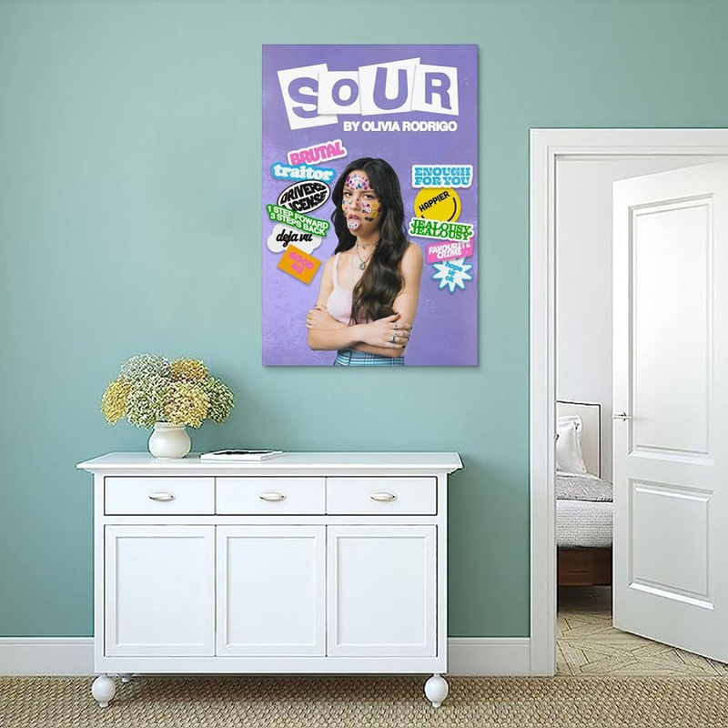 EASSL Unframed Canvas 12 x 18-Inch Olivia Rodrigo "Sour" Album Cover Poster, Multicolour