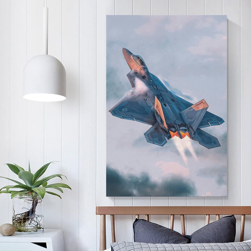 Lerpet Military F-22 Raptor Jet Fighter Airplane Plane Flying Flight Poster, Multicolour