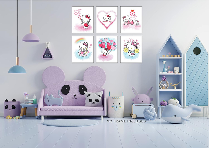 Liya Design Prints Hello Kitty Watercolour Prints Unframed Poster Set, 6 Pieces, Multicolour