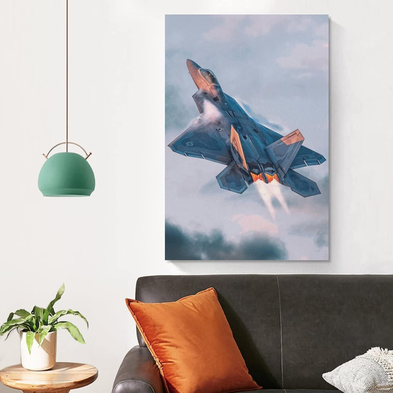 Lerpet Military F-22 Raptor Jet Fighter Airplane Plane Flying Flight Poster, Multicolour