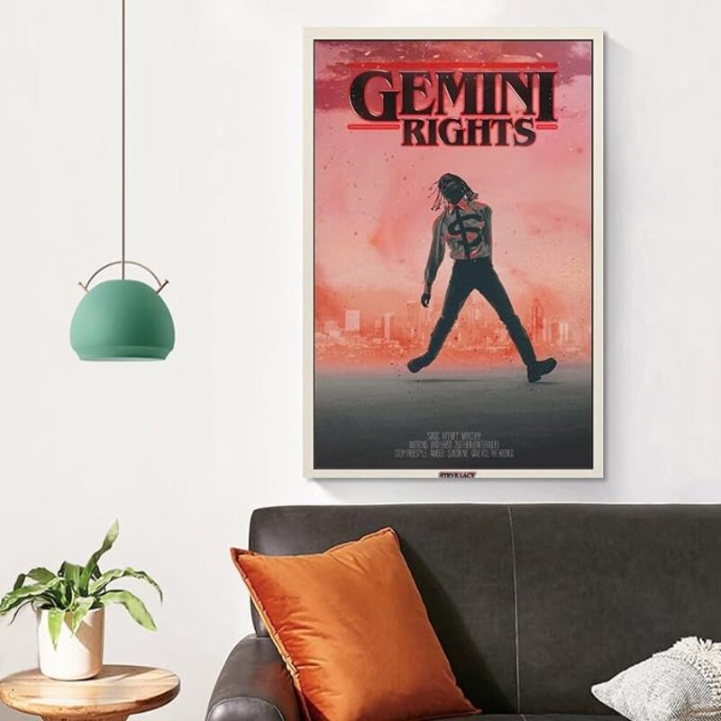 Luowei Steve Lacy Gemini Rights Album Music Decorative Canvas Posters with Frame, Multicolour