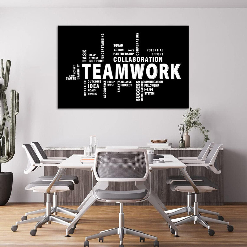 Amart Sun Teamwork Canvas Wall Poster, 36 x 24inch, Black