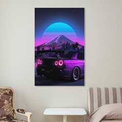 Alukap Jdm Car R34 Canvas Family Decorative Wall Poster, 12 x 18-inch, Multicolour