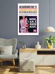 Vintage Bar Decor Poster Mom I Am A Rich Man Inspirational Quotes Wall Art, Multicolour