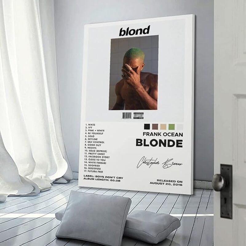 Chixx Frank Ocean Blonde Album Cover Posters Painting Canvas Wall Artworks with Frame, Multicolour