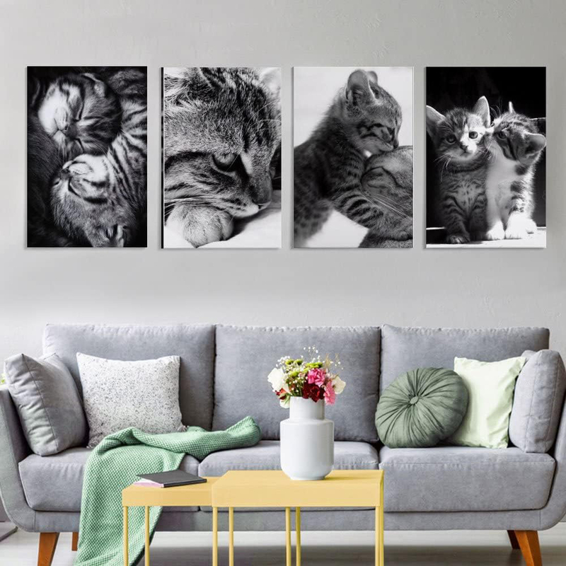 HAYOY Warm Healing Pet Canvas Painting Hair Kitten Cute Poster, Multicolour