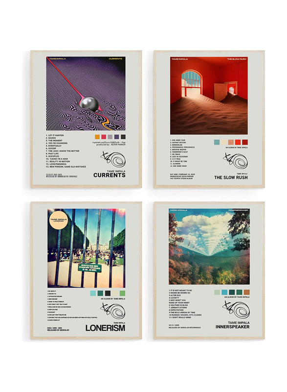 Glrssn Tame Impala Music Album Cover Posters, 4 Piece, Multicolour