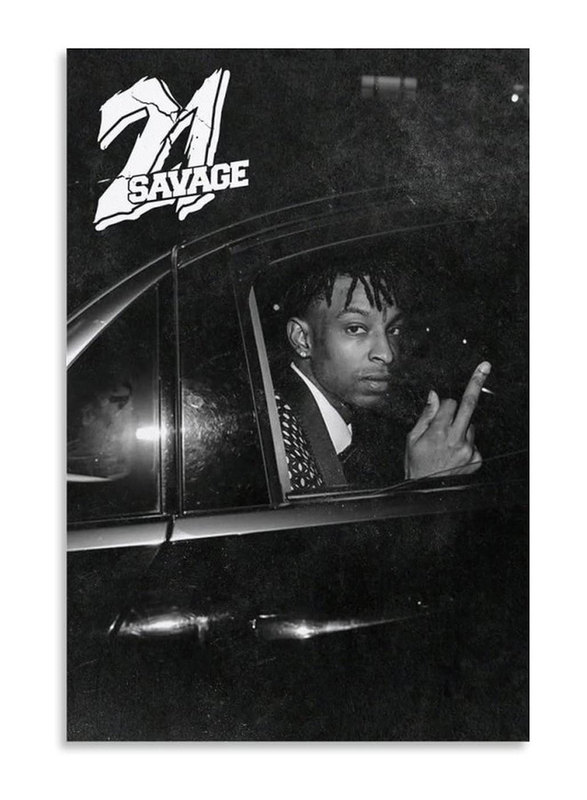 Ypxzzj 21 Rapper Savage Album Cover Poster Wall Art Print Poster, 12 x 18 inch, Black/White