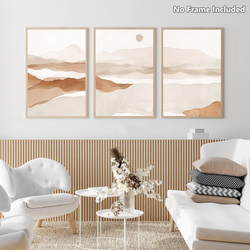 Feoftie Boho Art Wall Decor Wall Pictures Unframed Neutral Canvas, 16 x 24 Inch, 3 Piece, Beige