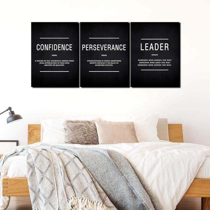 Cbaipy Motivational Wall Art Canvas Inspirational Quotes Wall Art Poster, 3 Pieces, Black/White