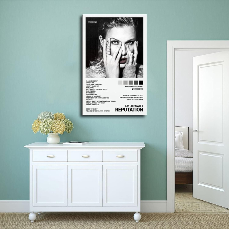 Yansheng 12 x 18-Inch Unframed Canvas Taylor Swift Reputation Album Cover Poster Wall Art, Multicolour