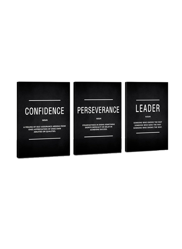 Cbaipy Inspirational Motivational Quote Confidence Perservance Leader Wall Art Canvas Poster Set, 3 Pieces, 12 x 16-inch, Black