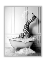 Liya Design Prints Funny Bathroom Decor Giraffe Animals Bathtub Poster, 12 x 16inch, Multicolour