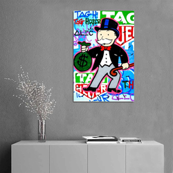 EWM Alec Monopolys Holding Money Canvas Art Poster, 16 x 24-inch, Multicolour