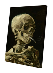 Van Gogh Skull of a Skeleton With a Burning Cigarette Canvas Wall Art, Multicolour