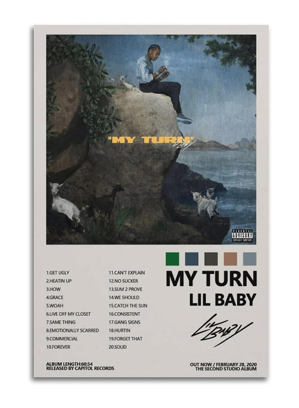 Unframed Canvas 16 x 24-Inch Lil Baby "My Turn" Album Art Poster, Multicolour