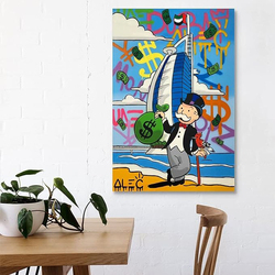 Zlqeesaa Monopolys Graffiti Street In Dubai Canvas Art Posters, Multicolour