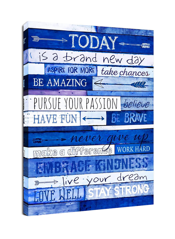 Thrlveart Inspirational Positive Quotes Motivational Wall Art Framed Canvas Poster, Blue