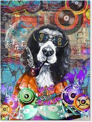 Japo Art Cool Smoking Dog Sunglasses Painting Vintage Music Rock & Roll Picture with Colourful Graffiti Banksy Street Art Posters, Multicolour