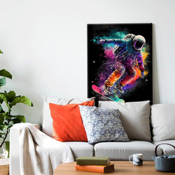 RVRBKTS Framed Astronaut Wall Art Space Pop Culture Graffiti Street Art Painting Pictures, Multicolour