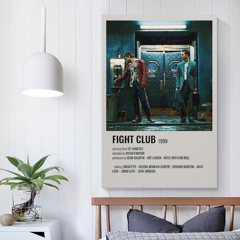 Fuwe Movie Poster Fight Club Canvas Poster 90s Wall Art, Multicolour