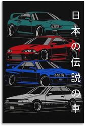 Japanese Car Poster Canvas Painting Wall Art Poster, 12 x 18 inch, Multicolour