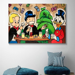CJQ Alec-Monopolys Graffiti Money Tea Time Canvas Art Poster & Wall Art Picture Print Modern Family Bedroom Decor Posters, 30 x 45cm, Multicolour
