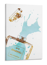 Yamaxun Art Fashion Gold Perfume Bottle with Teal Splash Canvas Poster, Multicolour