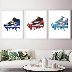 Pengda Home Decor Sneaker Michael Fashion 3 Piece Aj Shoes Air Painting Modular Canvas Poster, Multicolour