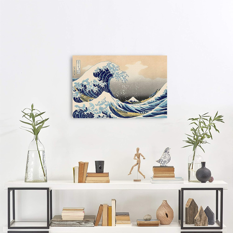 A&T Artwork The Great Wave Off Kanagawa by Katsushika Hokusai The World Classic Art Reproductions, Giclee Canvas Prints Wall Art Poster, 20 x 30-inch, Multicolour