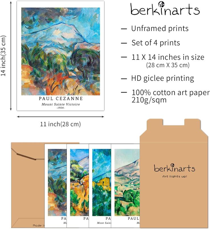 Berkin Arts Wall Art Unframed Prints Giclee Art Paper, 11 x 14 inch, 4 Pieces, Multicolour