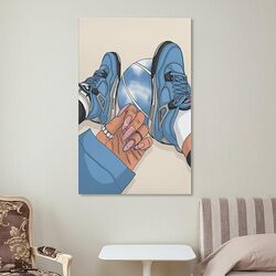 Vorxysrie Blue Nail Sports Sneaker Posters Fashion Canvas Wall Artworks, Multicolour