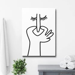 Pttkktbm Funny Bathroom Canvas Wall Art Poster Toilet Artwork, Black/White