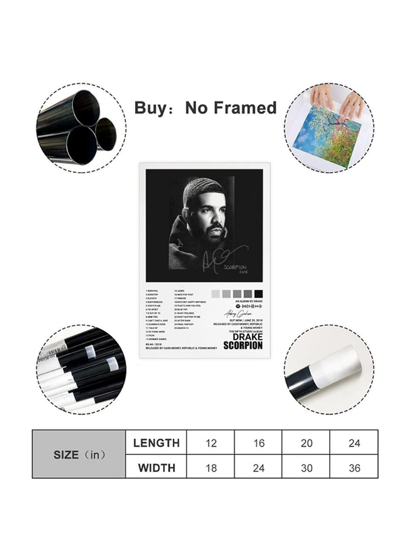 Qewrt Drake Poster Scorpion Album Cover Posters Wall Art, Black/White