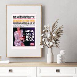 Vintage Bar Decor Poster Mom I Am A Rich Man Inspirational Quotes Wall Art, Multicolour