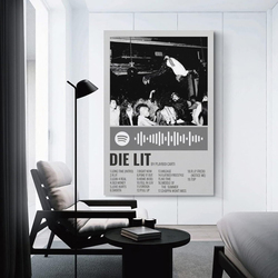 Enypolis Playboy Carti Die Lit Canvas Poster, Black/White