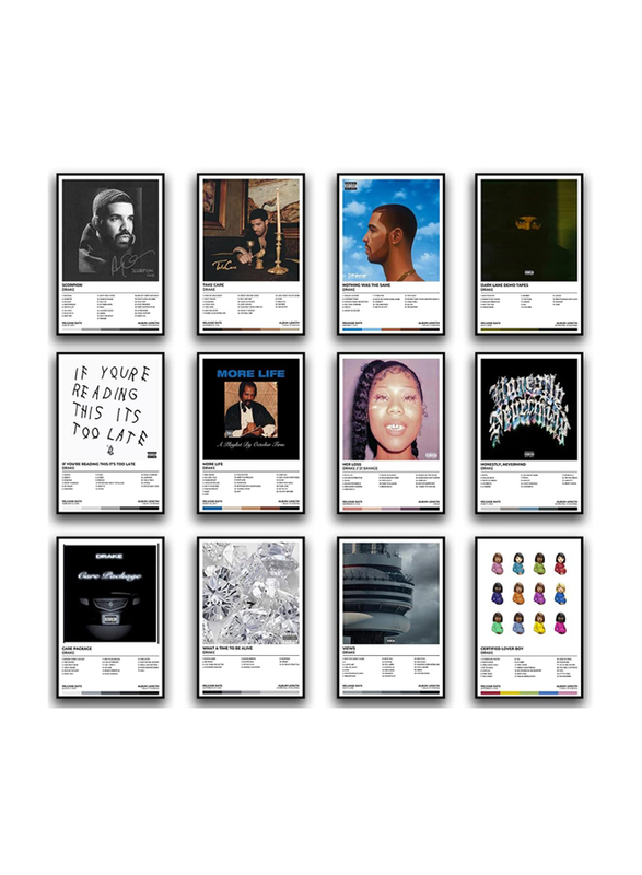 Hiimy Drake Music Album Cover Set Poster, 12 Pieces, Multicolour
