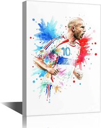 Tishiron Soccer Star Famous France Football Player Zinedine Zidane Canvas Wall Art, 24 x 16 inch, Multicolour