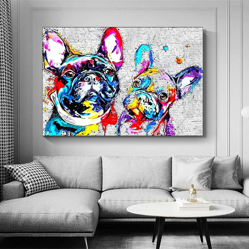 Hhgaoart Colorful French Bulldog Wall Art Poster, Multicolour