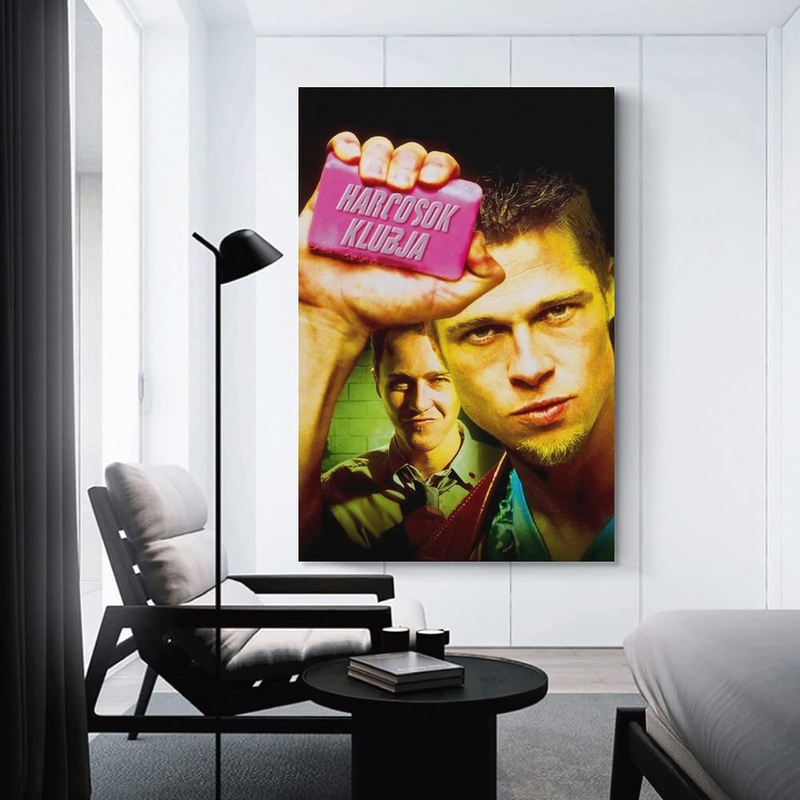 Alukap Fight Club Classic Vintage Movie Poster Family Decorative Canvas Posters Painting Wall Art, Multicolour