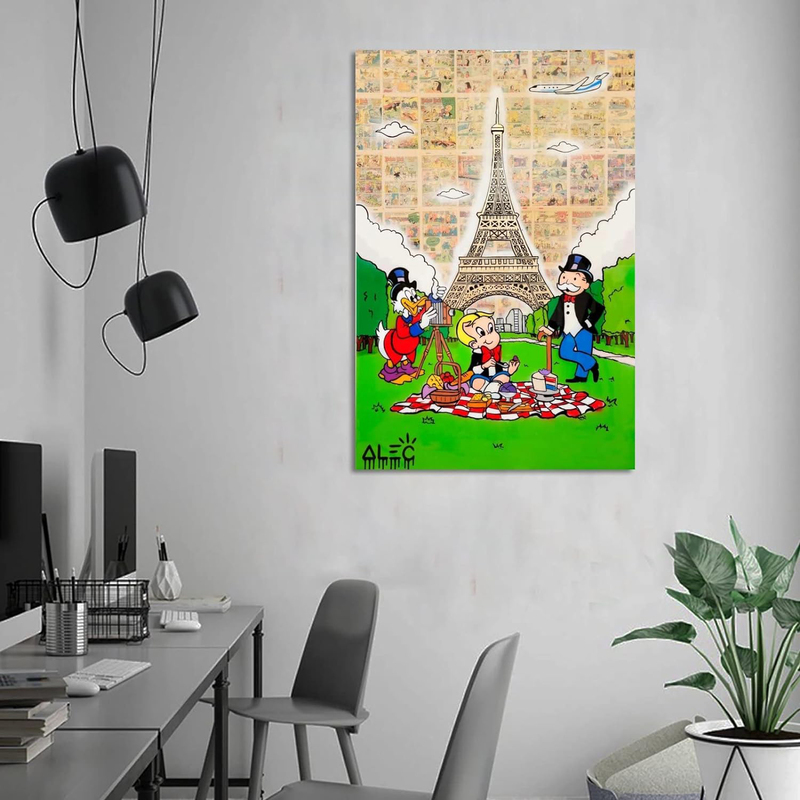 Ifunew ALec Monopolys Eiffel Tower Poster Decorative Painting Canvas Wall Art, 12 x 18 Inch, Multicolour