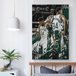 Giannis Antetokounmpo Wall Art Canvas Print Poster, 16 x 24-inch, Multicolour