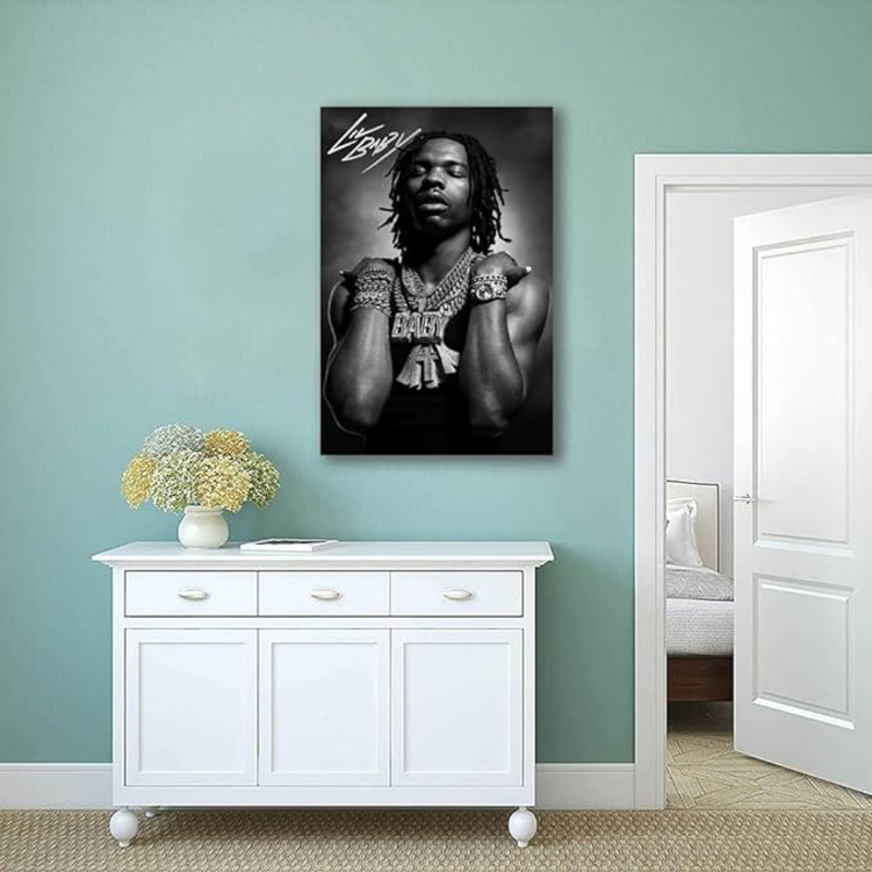 Easyflash Famous Singer Lil Baby Art Wall Poster, 12 x 18inch, Black