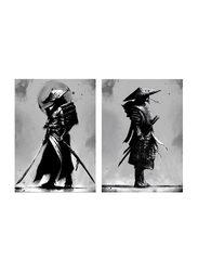 Iuntweie Japan Samurai Portrait Pictures Bushido Japanese Warrior Canvas Wall Art, Black/White