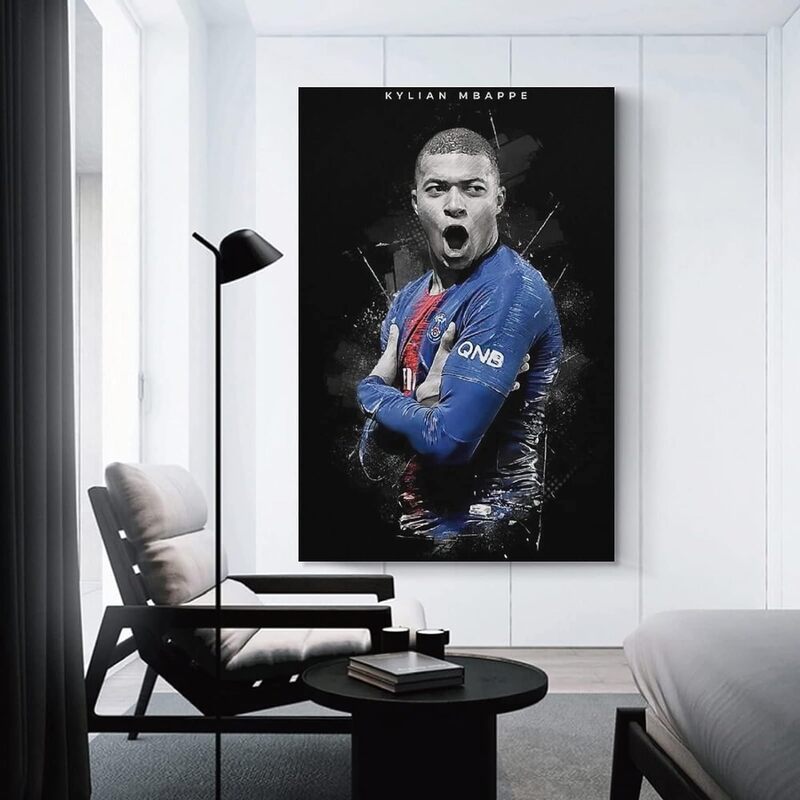 Bfxlmki Kylian Mbappe Canvas Wall Art Poster Print, 12 x 18 inch, Multicolour