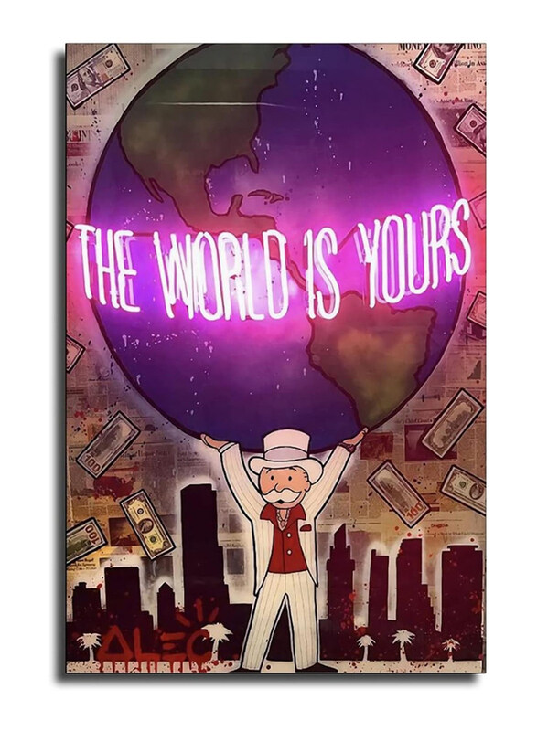 

CJQ Alec-Monopolys The World is Yours Canvas Poster, Multicolour