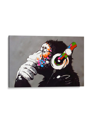 Printroy Thinking Monkey Headphones DJ Wall Art Canvas Poster, Multicolour