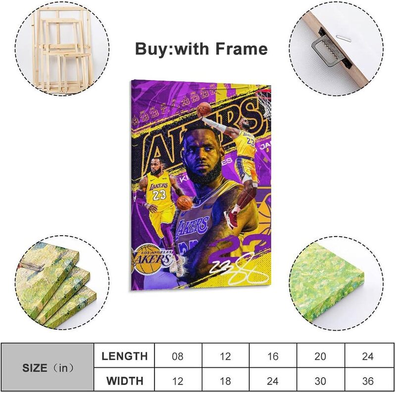 Lebron James Poster Canvas Wall Art Print Poster, 16 x 24 inch, Multicolour