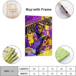 Lebron James Poster Canvas Wall Art Print Poster, 16 x 24 inch, Multicolour