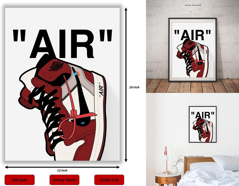 Liya Design Prints Hypebeast Michael Jordan Chicago Sneaker AJ Wall Art Poster, 12 x 16 inch, Multicolour